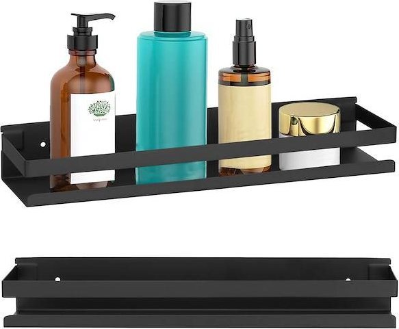 Springos Półki łazienkowe pod prysznic 2 szt. 40x10 cm ze stali nierdzewnej czarne UNIWERSALNY