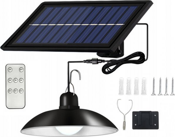 LAMPA SOLARNA ŻYRANDOL SOLARNY OGRODOWA + PILOT
