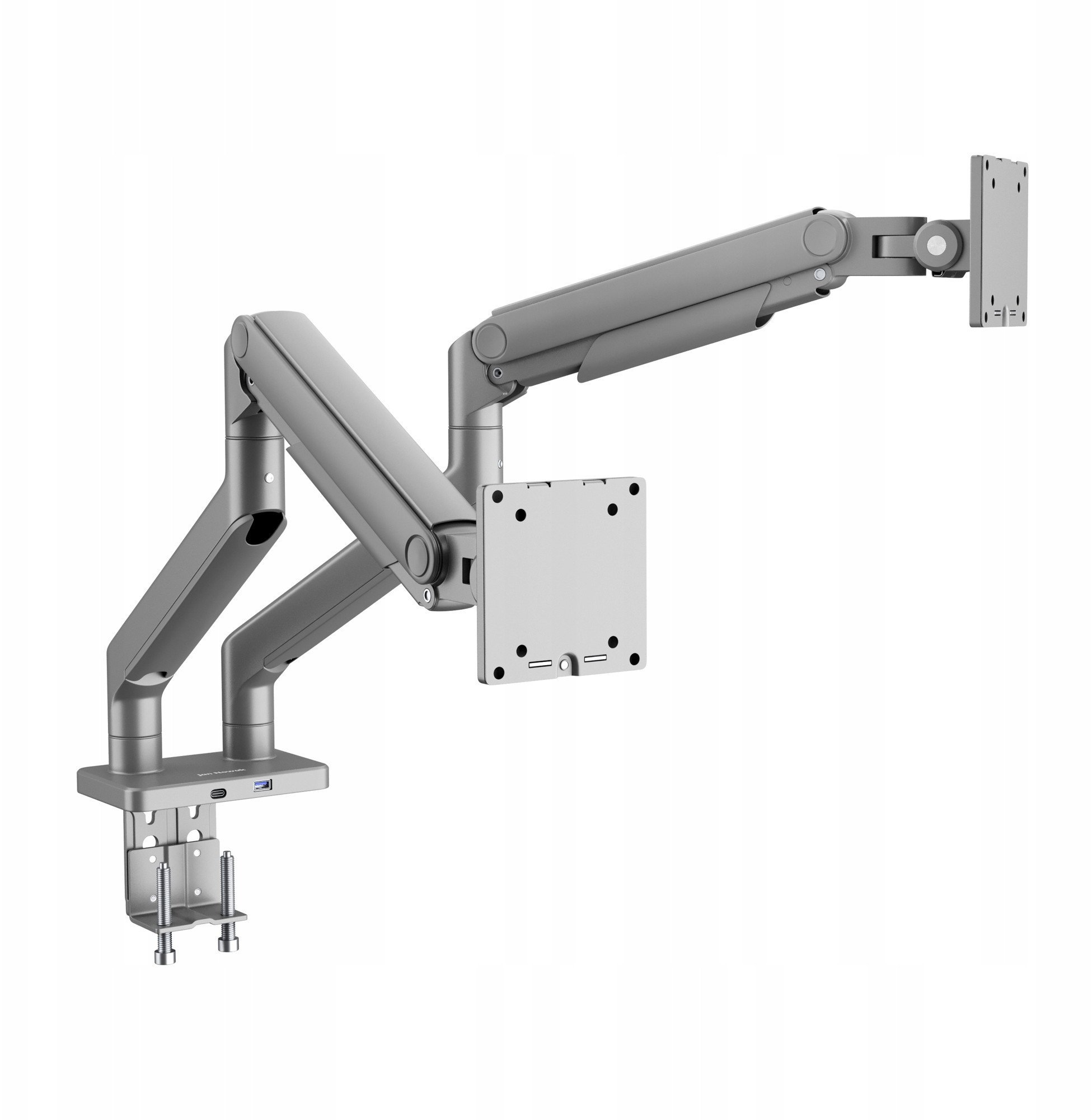 Metalowy uchwyt na dwa monitory JAKE, szary