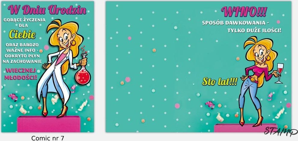 Stamp Karnet Comic B6 + koperta wzór nr 07 Urodziny