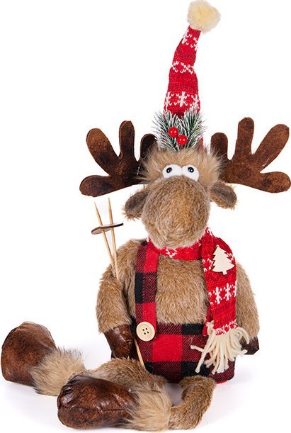 Dekoracja świąteczna Direct Home and Garden Dekoracja świąteczna renifer z czerwonym szalikiem siedzący 65x20x15 cm