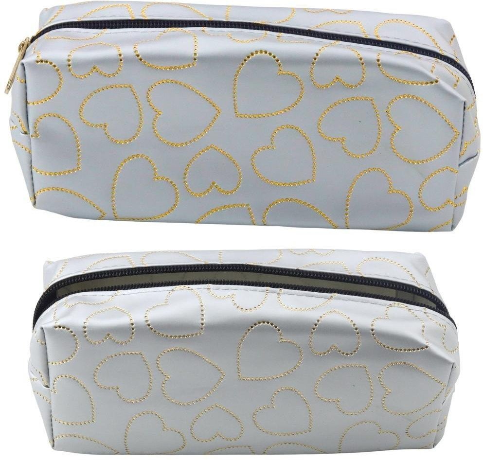 Piórnik jednokomorowy złote serca srebrny