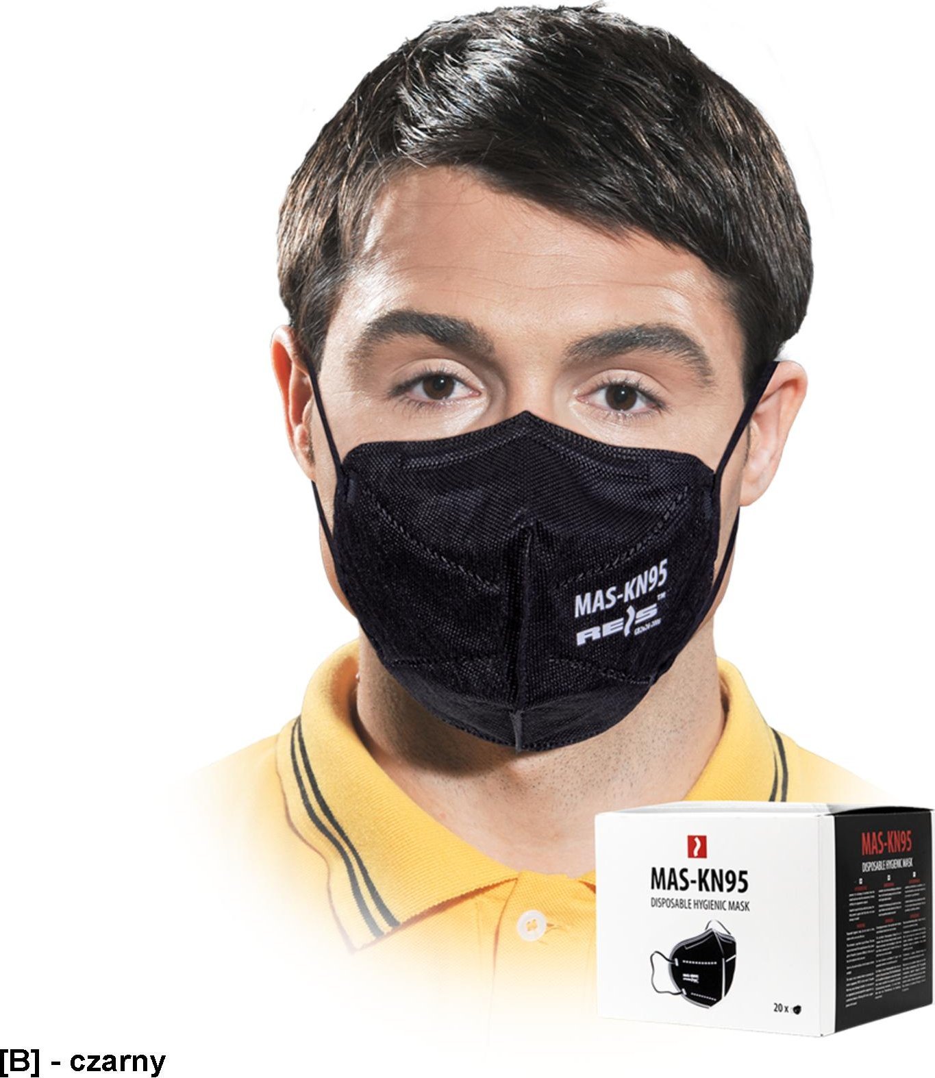 R.E.I.S. MAS-KN95 - Maseczka higieniczna pięciowarstwowa z polipropylenu. - czarny - uni