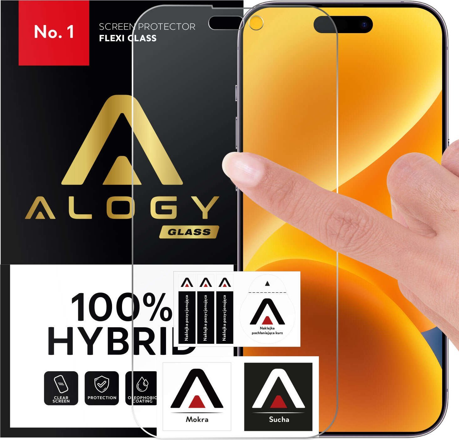 Alogy Szkło hybrydowe do Apple iPhone 14 Pro na cały ekran Alogy Flexi Full Glass 9H szkiełko ochronne Nietłukące