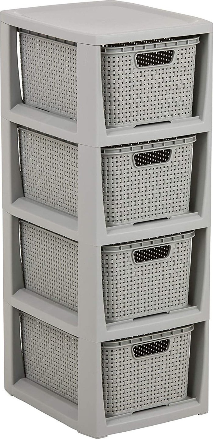 Branq REGAŁ RATTANOWY 4 X 7L - 1726 SZARY