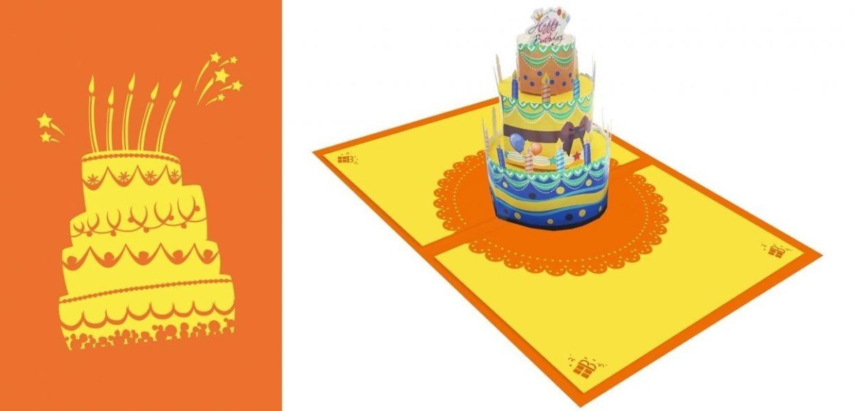 Karnet 12x18 cm + koperta POP-UP Tort