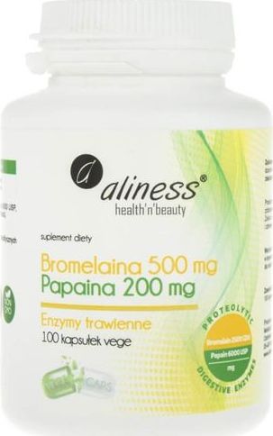MEDICALINE Aliness, Bromelaina 500mg, Papaina 200mg, 100 kapsułek vege