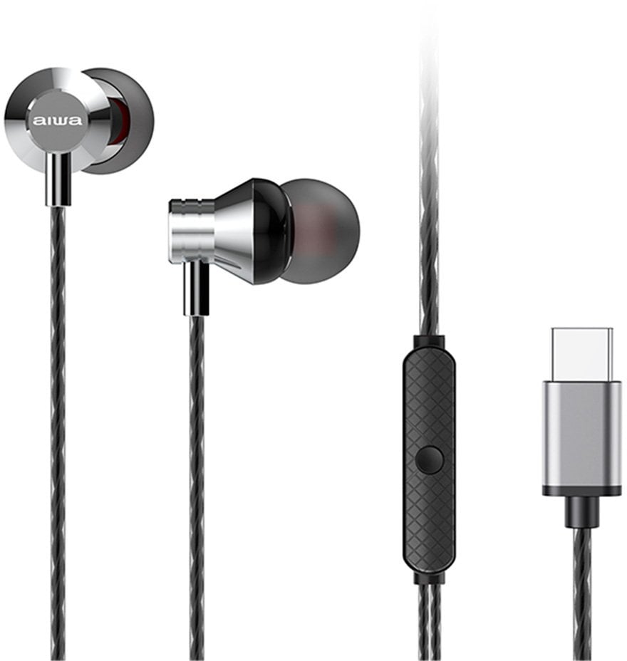 Słuchawki Aiwa AIWA In-Ear stereo słuchawki z mikrofonem srebrne (USB) ESTM-50USB-C/SL