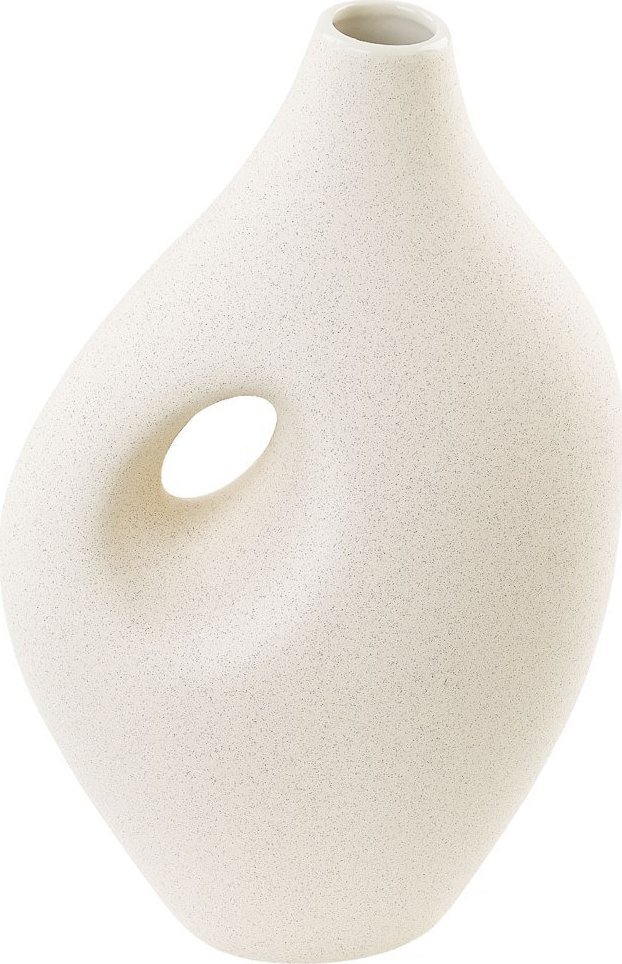 Beliani Wazon na kwiaty ceramiczny 32 cm biały KOMOTINI