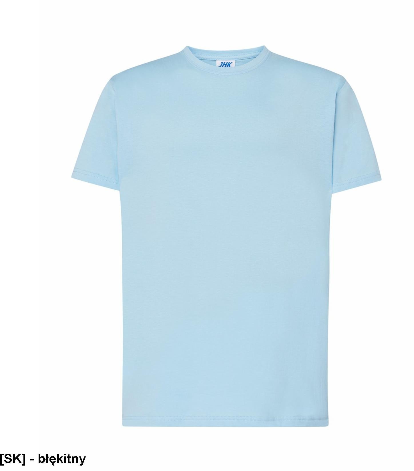 T-shirt JHK TSRA 150 - męski z krótkim rękawem wzmocniony lycrą ściągacz, 100% bawełna, 155-160g - błękitny XL