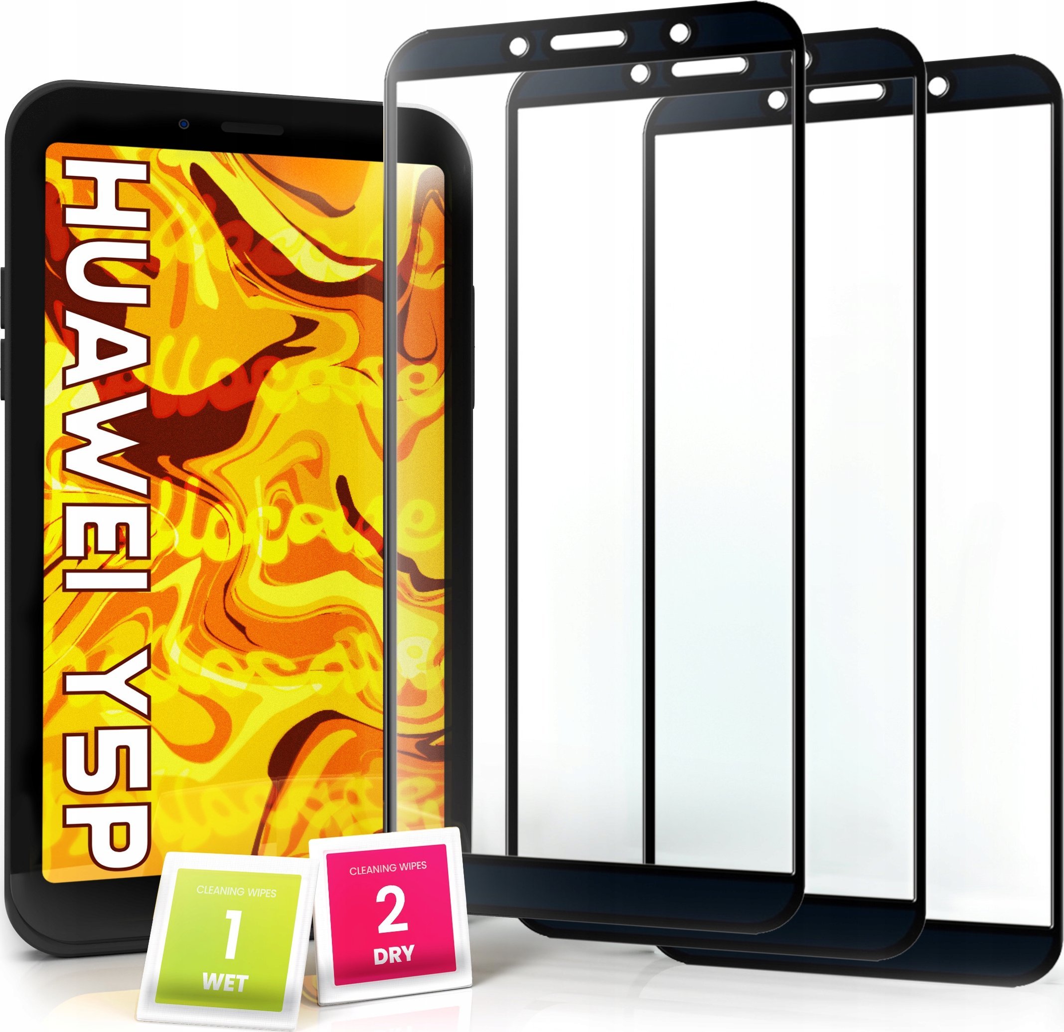Hello Case 3-pak SZKŁO HARTOWANE DO Huawei Y5P na cały ekran 9H ochronne 5D