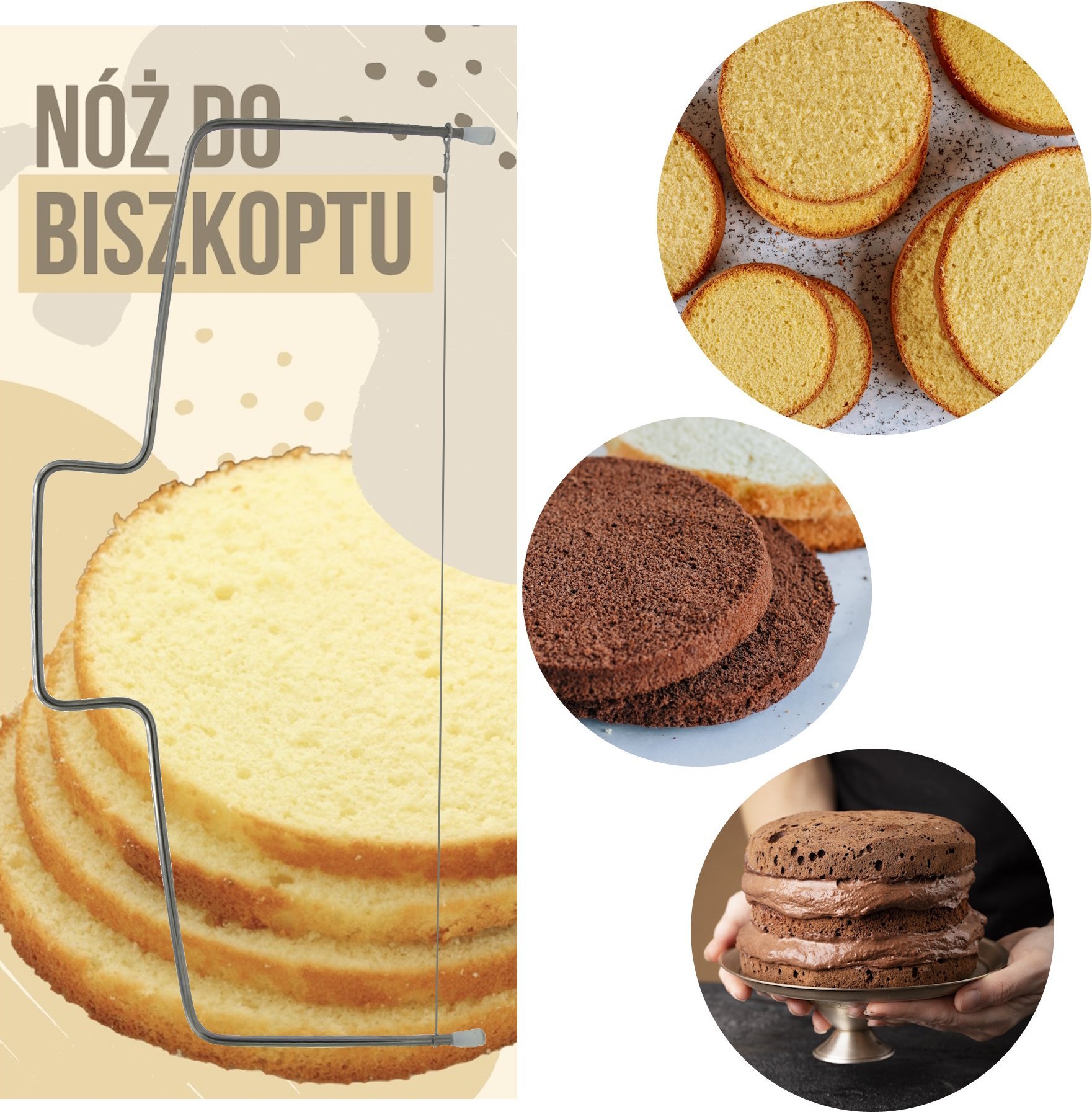 SHOPUJ.PL NÓŻ DO BISZKOPTÓW, CIAST I TORTÓW - STAL NIERDZEWNA