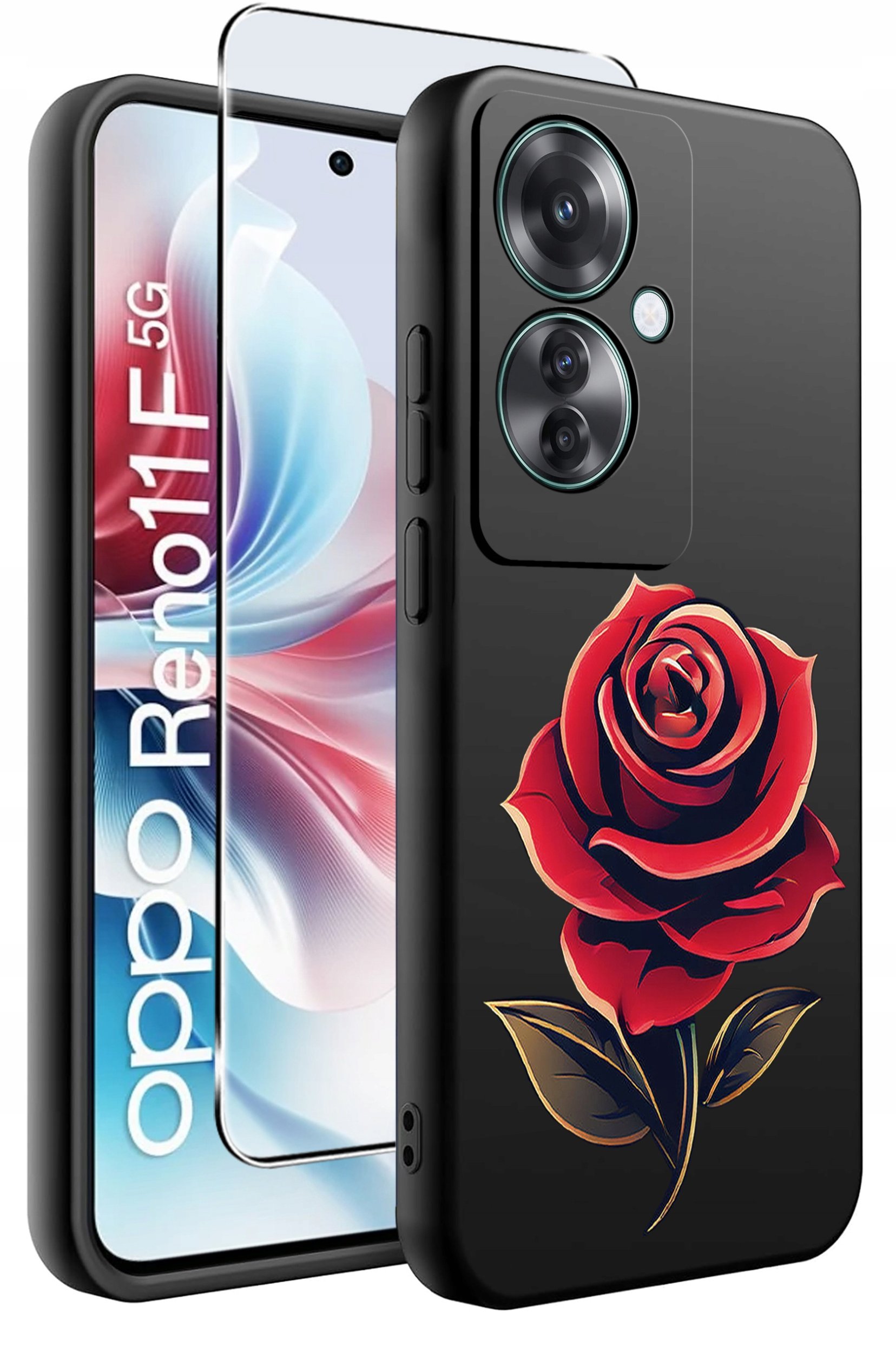 ETUI do Oppo Reno11 F 5G WZORY | SILIKONOWE MATT CASE + SZKŁO HARTOWANE 9H