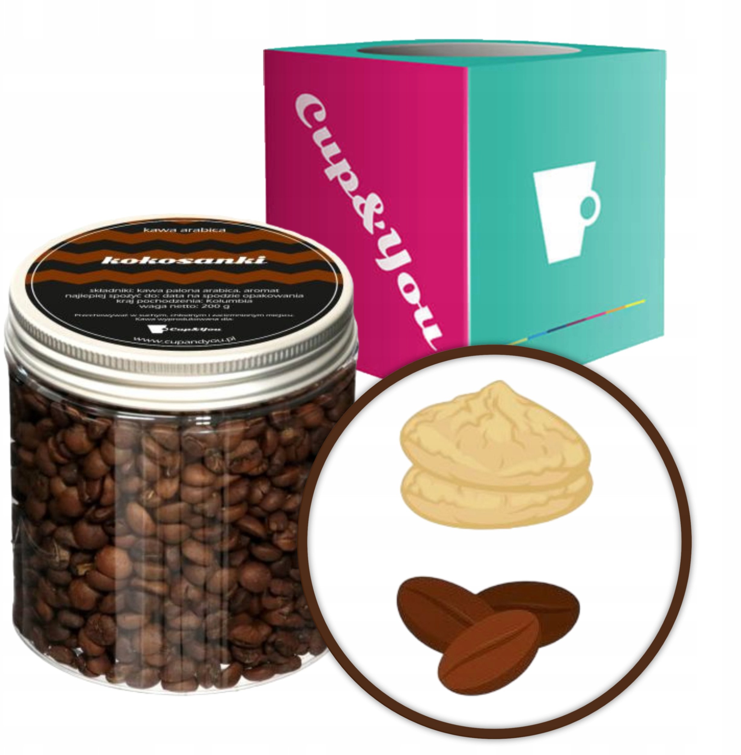 Kawa aromatyzowana ziarnista smak KOKOSANKI ARABICA Cup&You PREMIUM 200g na prezent upominek dla kobiety mężczyzny faceta mamy taty żony męża