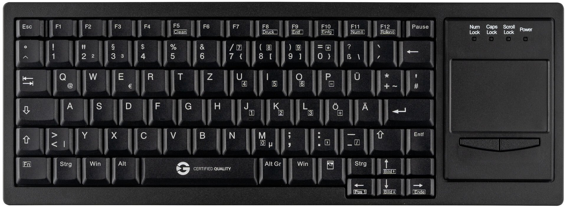 Klawiatura Gett GETT Cleantype Xtra Touch WL bezprzewodowa klawiatura z touchpadem kolor czarny układ DE