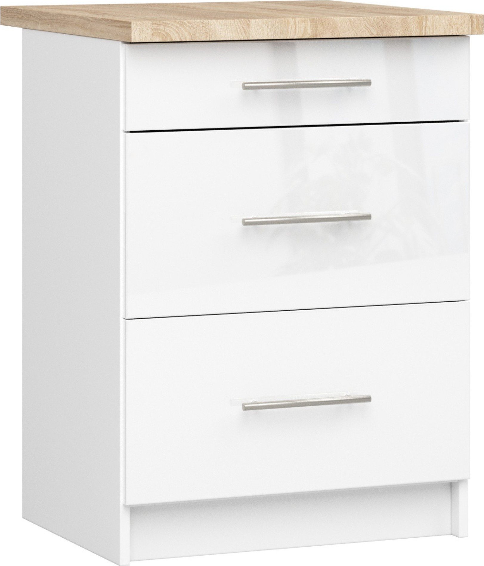 Fabryka Mebli Akord SZAFKA KUCHENNA OLIWIA S 60cm 3SZ + BLAT BIAŁA / BIAŁY POŁYSK