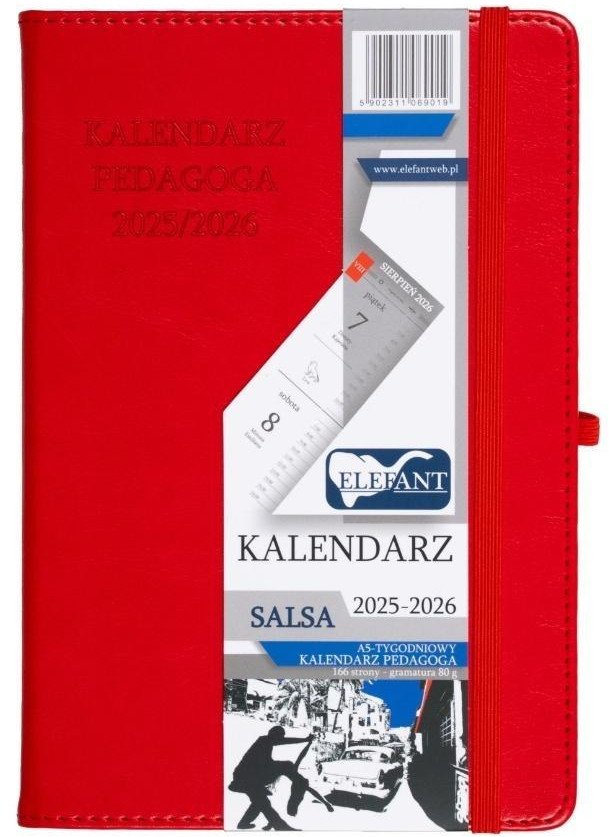 Kalendarz pedagoga 2025/26 A5 tyg Salsa czerwony