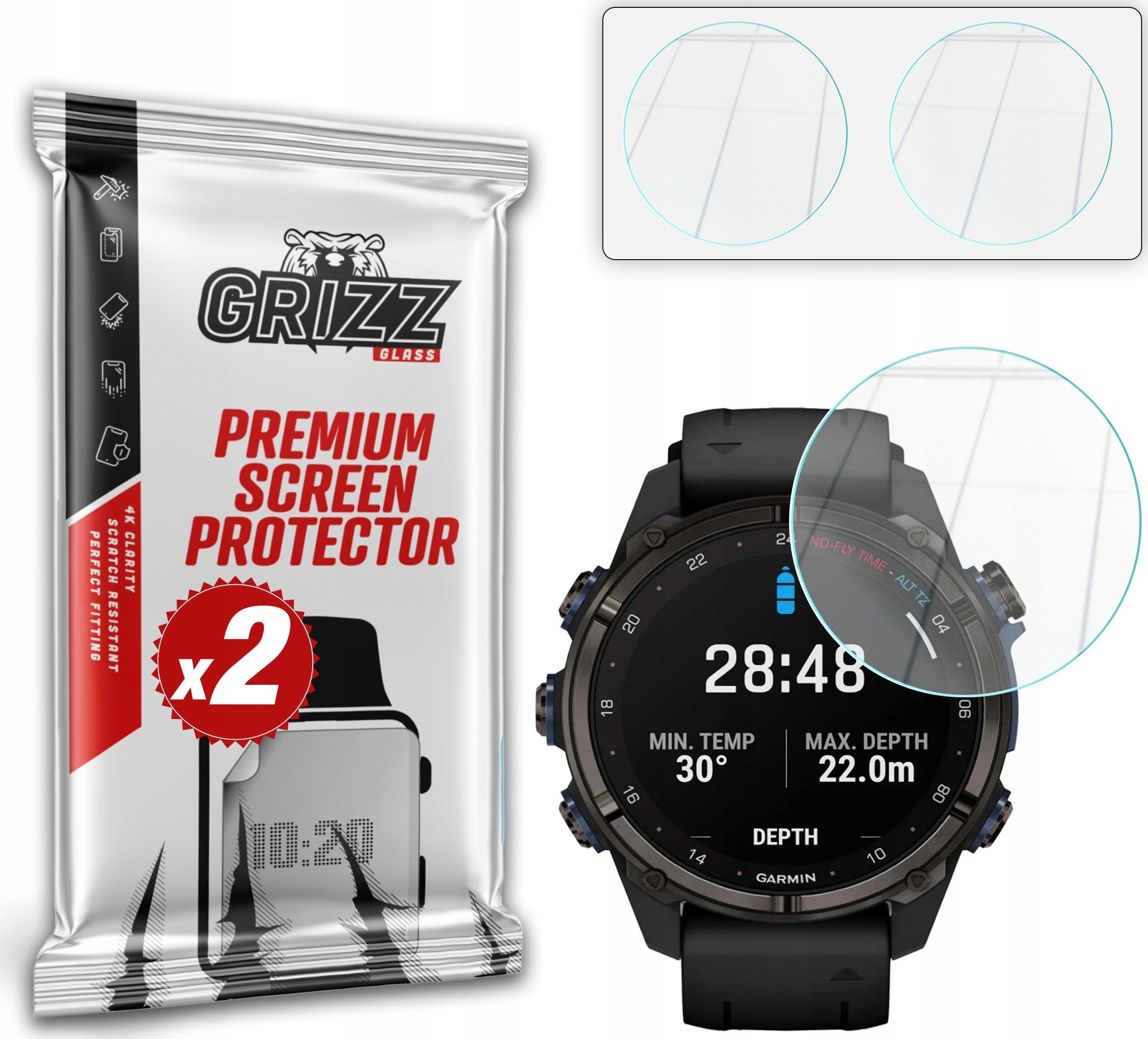 Szkło hybrydowe GrizzGlass HybridGlass do Garmin Descent Mk3i 51mm