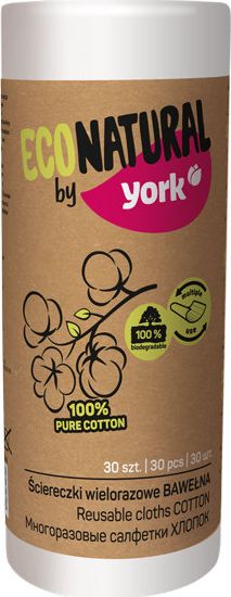 York Ściereczki Wielorazowe Bawełniane 30 sztuk EcoNatural uniwersalny