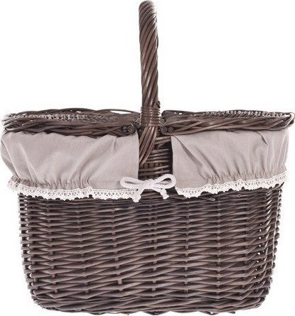 WickerPL Wiklinowy Kosz Piknikowy z Obszyciem 42x32 H24/40 cm