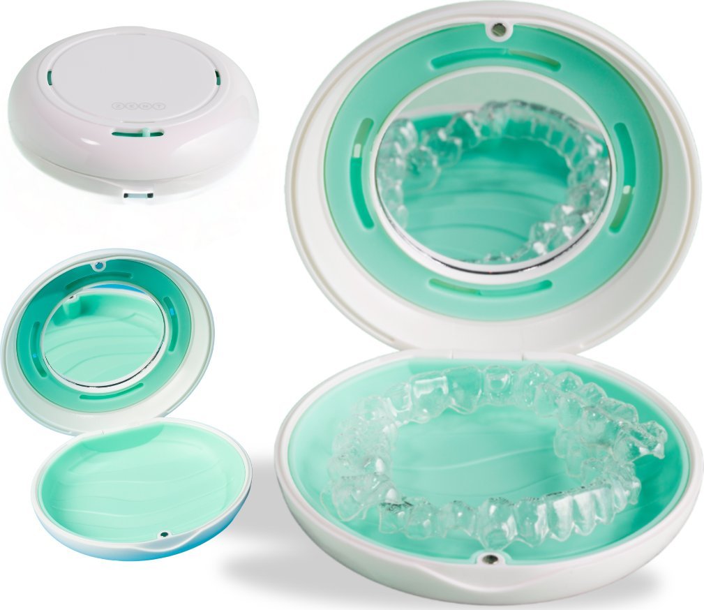Etui pudełko na nakładki INVISALIGN aparat protezy z lusterkiem białe ZENT