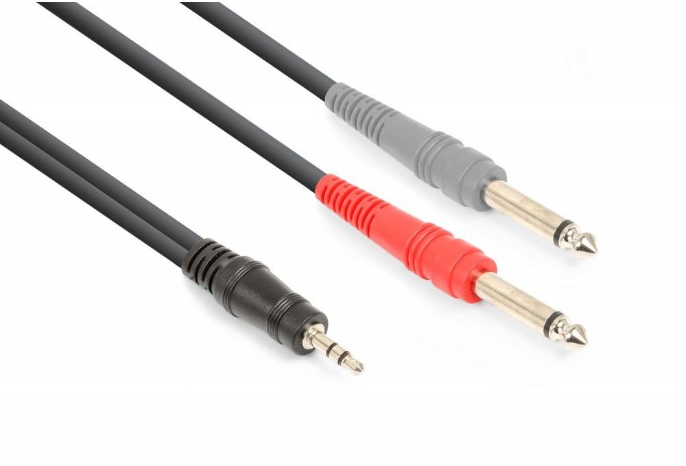 Kabel sygnałowy 1x Jack 3.5 stereo 2x Jack 6.3 mono 1,5 m one size
