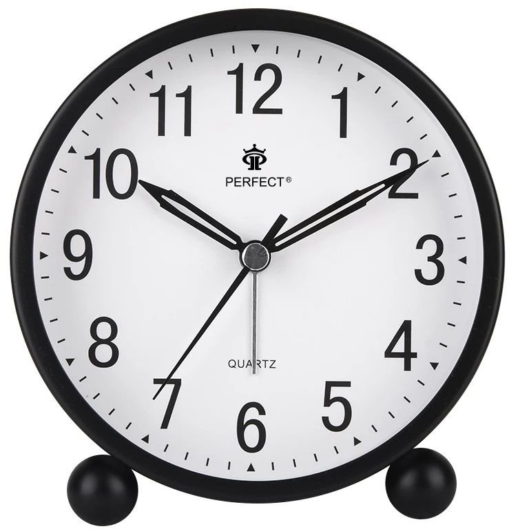 Perfect Budzik PT510-1320-2 czarny 11 cm podświetlenie cichy chód