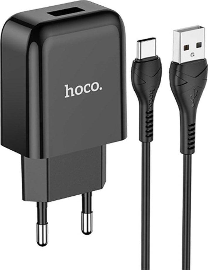 Kabel USB Ładowarka Sieciowa 2.1A + Kabel USB-USB-C Hoco N2 czarna