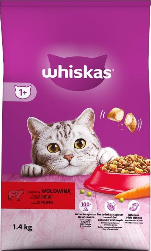Whiskas Whiskas Sucha karma dla kota Wołowina 1,4 kg