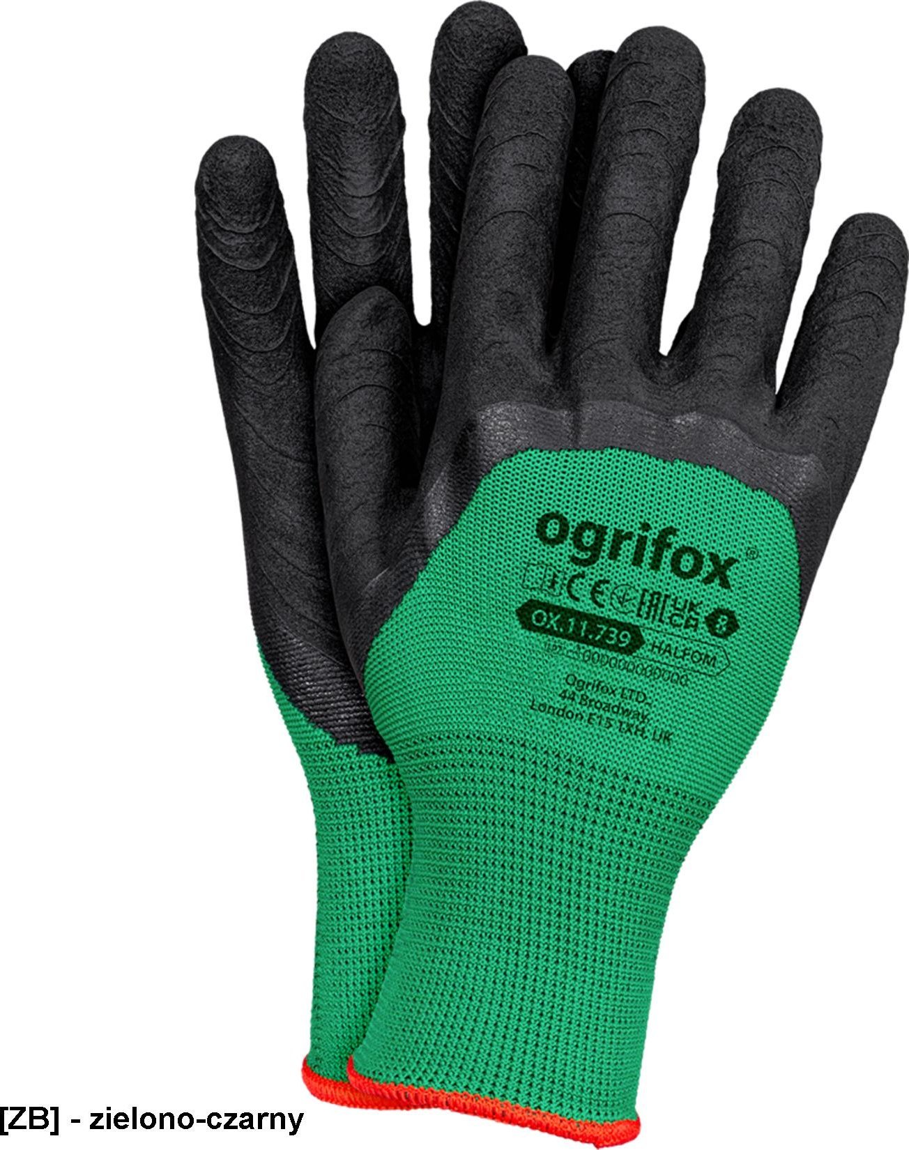 R.E.I.S. OX-HALFOM - rękawice ochronne, część chwytna i do połowy wierzchnia lateks FOAM, ścieg 13, ściągacz 8