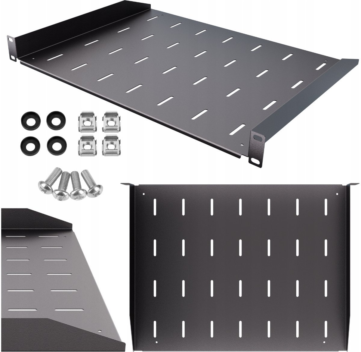 Lexi-NET LEXI-Net 19" półka z perforacją 1U/350mm nośność 15kg czarny