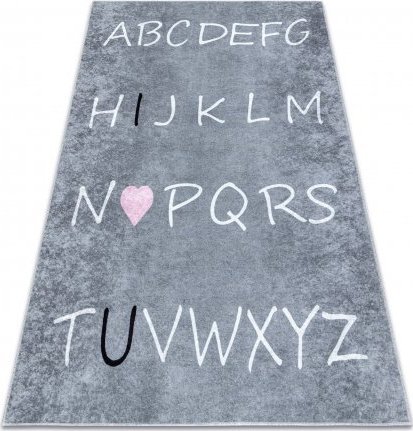 Dywany Łuszczów Dywan do prania JUNIOR 52106.801 Alfabet, abecadło dla dzieci, antypoślizgowy - szary, 120x170 cm