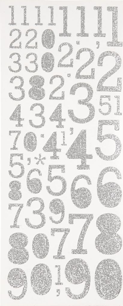 Creativ Company Naklejki brokatowe Srebrne Cyfry