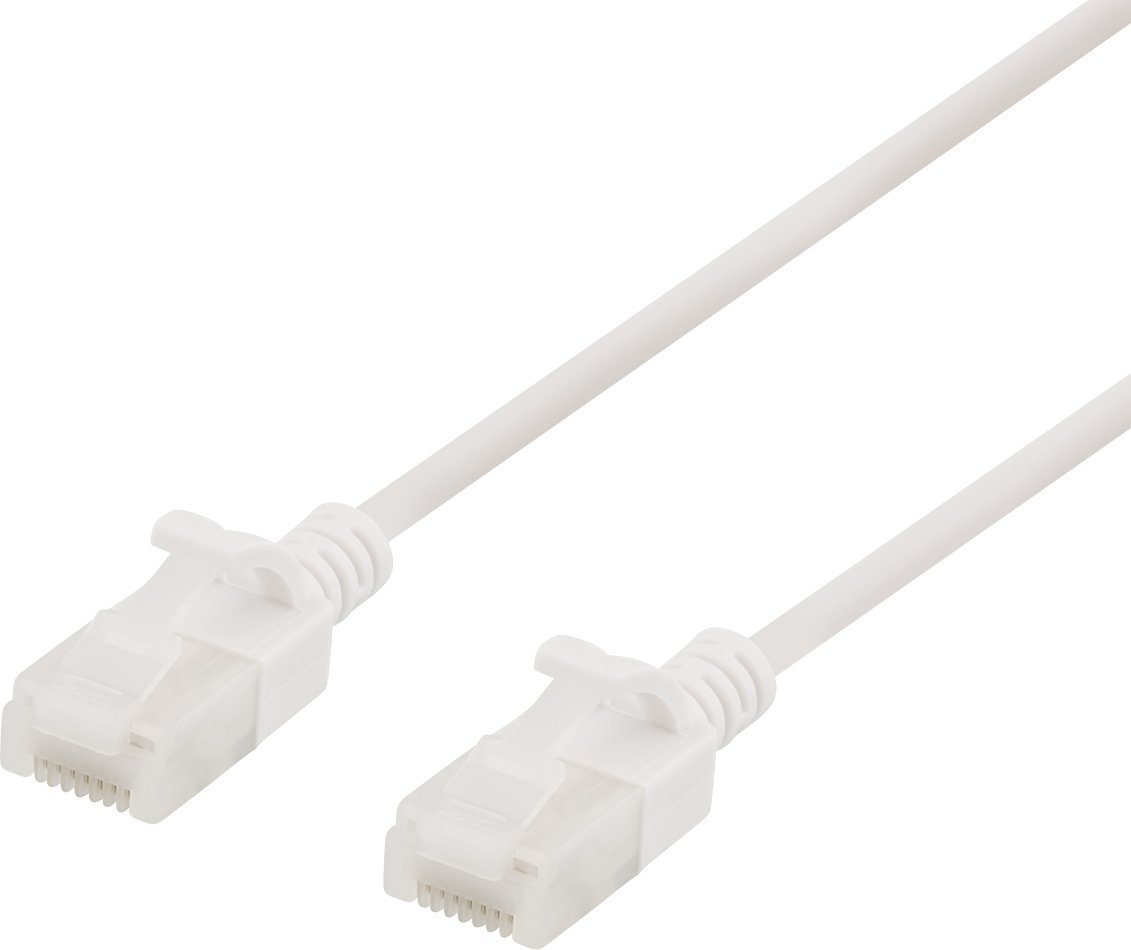 DELTACO U/UTP Cat6a patch cable, slim, 3,5mm diameter, 5m, white