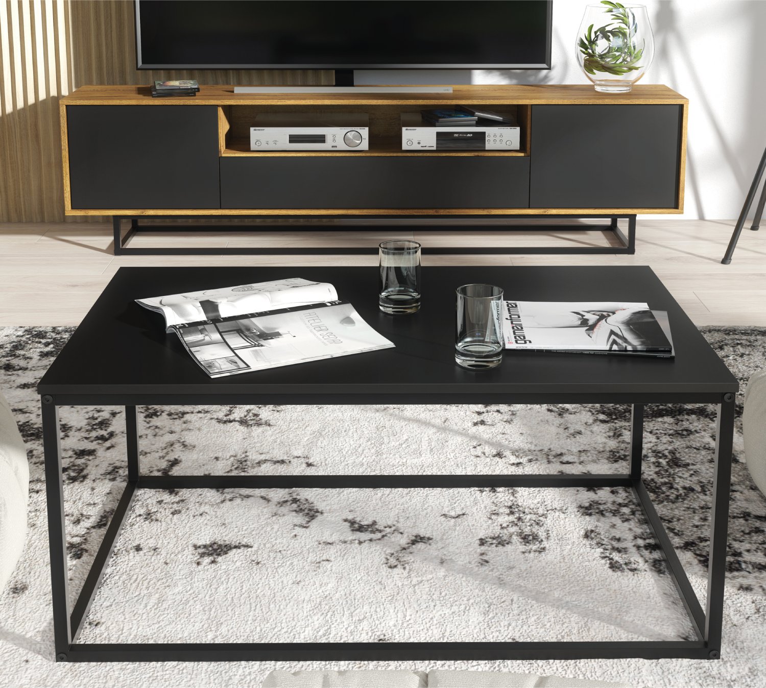 Stolik Kawowy 100cm Loft ONE FURNITURE Laminat Czarny