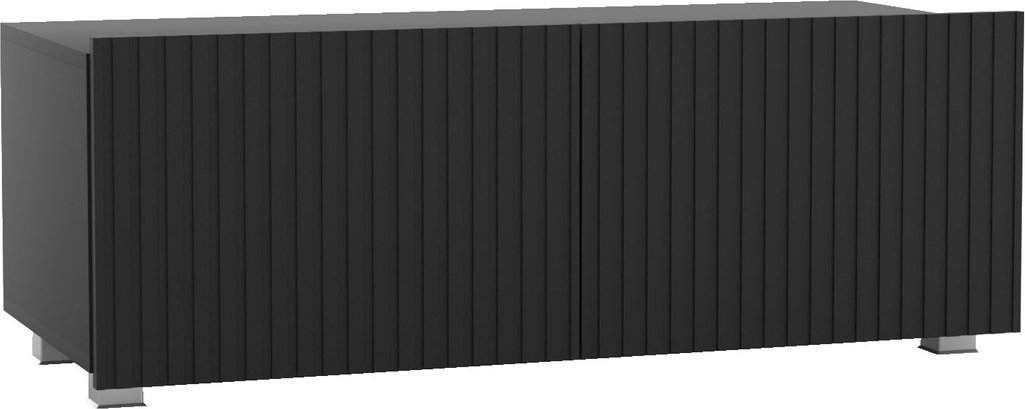 Ravio Czarna szafka RTV Kolder 100 cm z ryflowanymi frontami