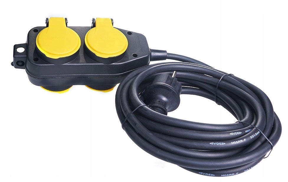 Przedłużacz budowlany 4 gniazda 10m 3x1,5 PB/0202-3-10M IP44 3x1,5 Rum-Lux CZARNY