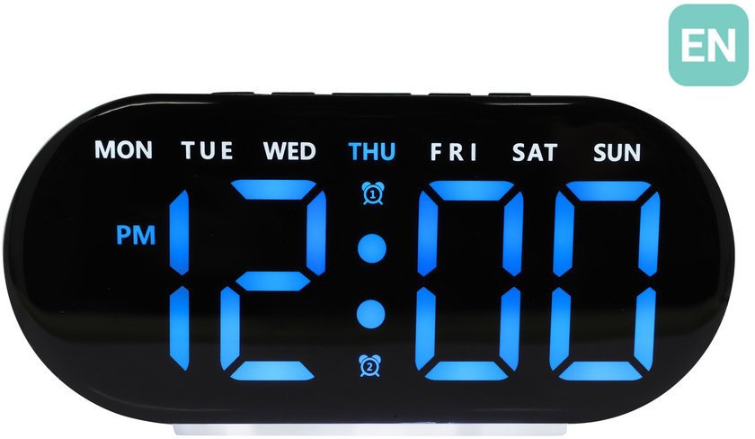 JVD Zegar sieciowy LED SB8035.4 cyfry 5 cm, termometr, budzik, wersja angielska