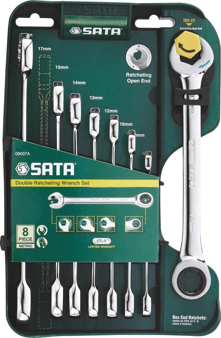 SATA KLUCZE PŁASKO-OCZKOWE 8szt.Z PODWÓJNĄ GRZECHOTKĄ ST08007ASJ