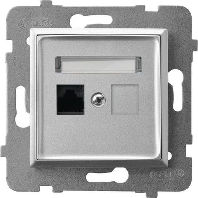 Ospel ARIA Gniazdo komputerowe pojedyncze, kat. 5e MMC srebro GPK-1U/K/m/18