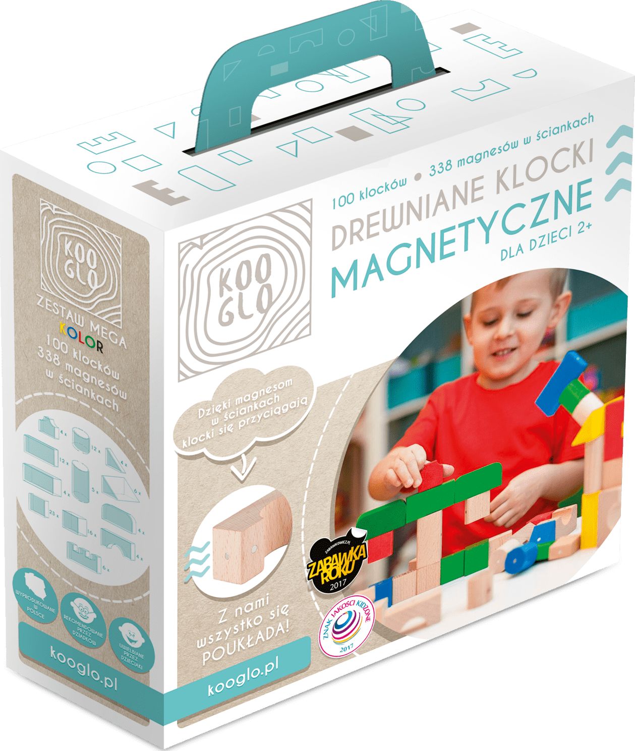 Kooglo Klocki drewniane magnetyczne Kooglo Mega Color 100 el.