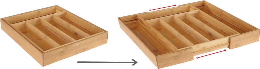 HI HI Bambusowy organizer na sztućce, rozsuwany