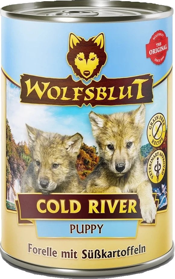 WOLFSBLUT DOG 395g puszka COLD RIVER PUPPY pstrąg, bataty