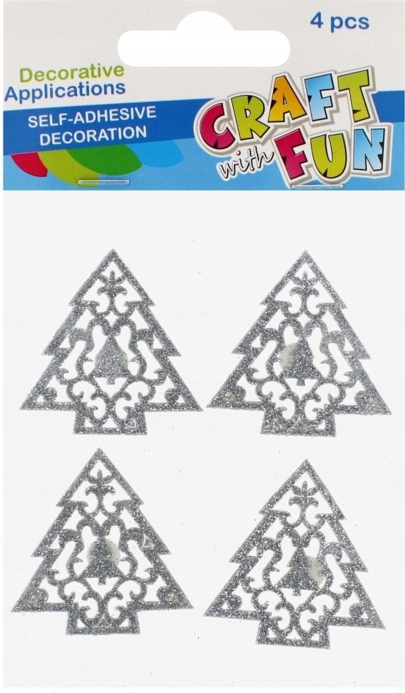 Craft with Fun OZDOBA BN NAKLEJKI CHOINKA BROK SREB 4SZT 12/144