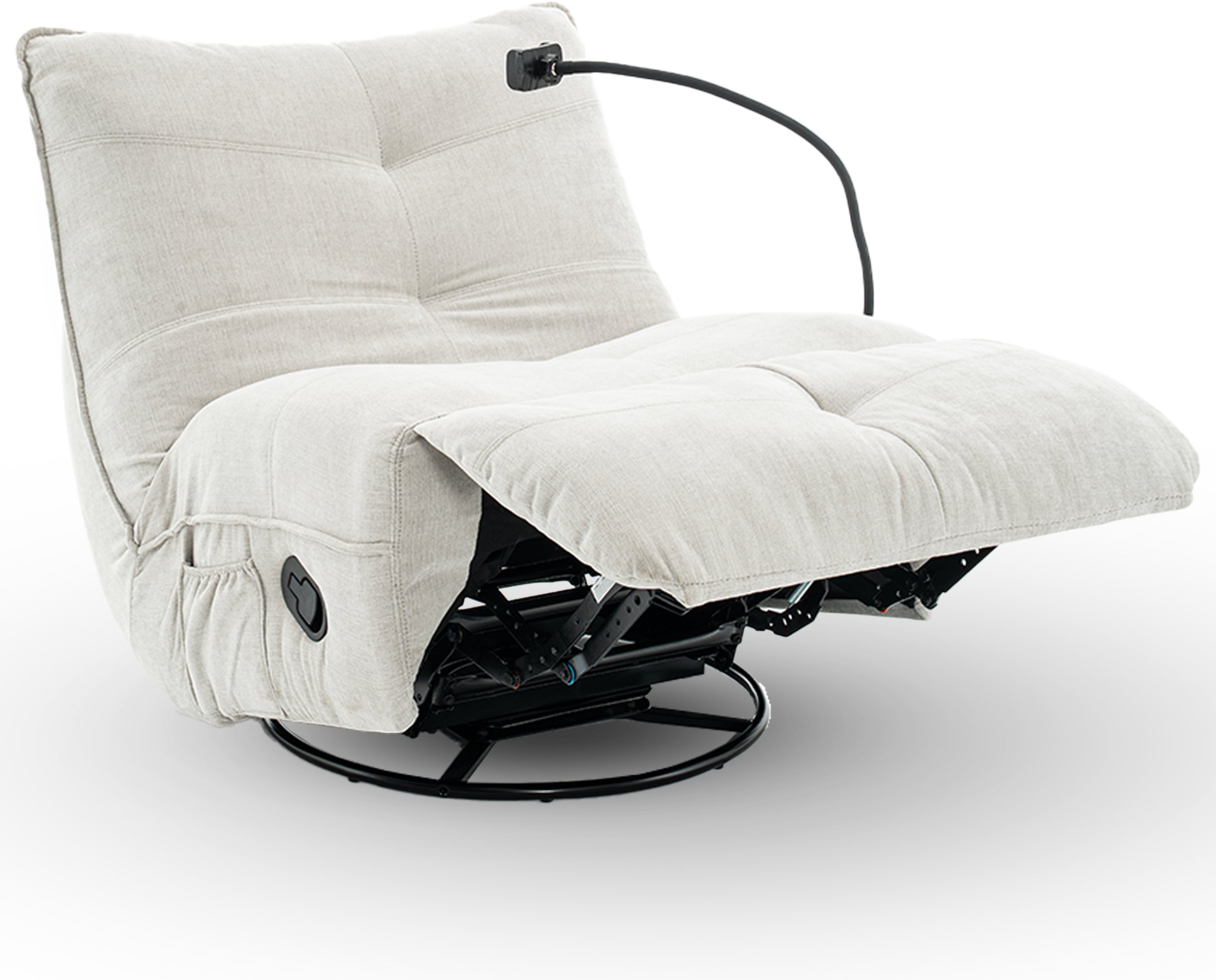 Fotel wypoczynkowy obrotowy COSMO jasnoszary rozkładany leżanka szenil