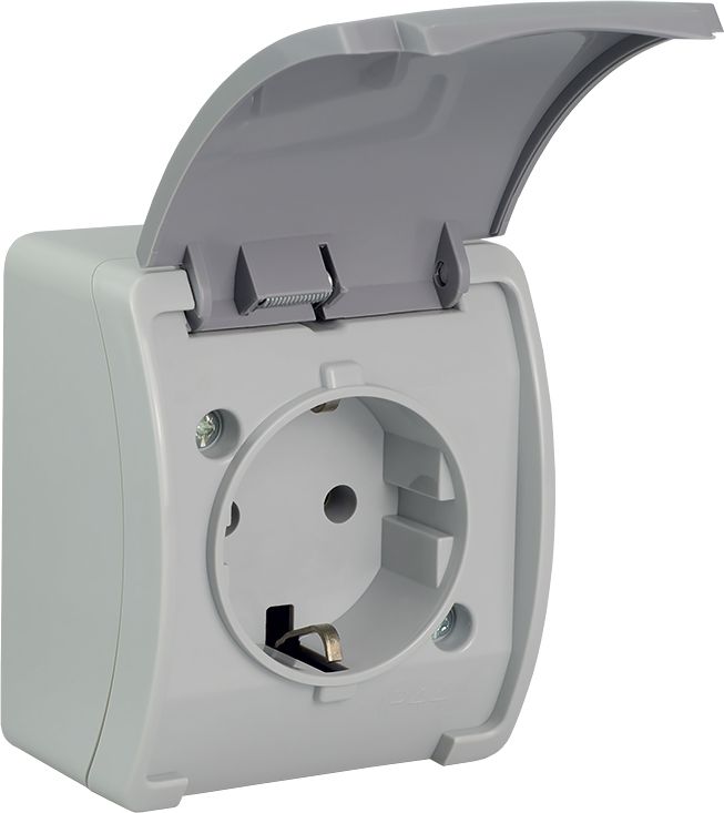 Elektro-Plast Gniazdo pojedyncze Koala Schuko n/t IP44 popiel z klapką grafit (61.392)