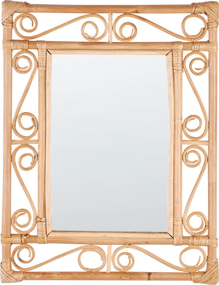 Beliani Rattanowe lustro ścienne 41 x 52 cm jasne AMANU