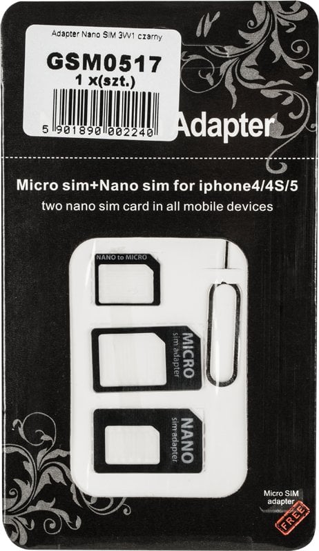 Adapter Nano SIM 3W1 czarny