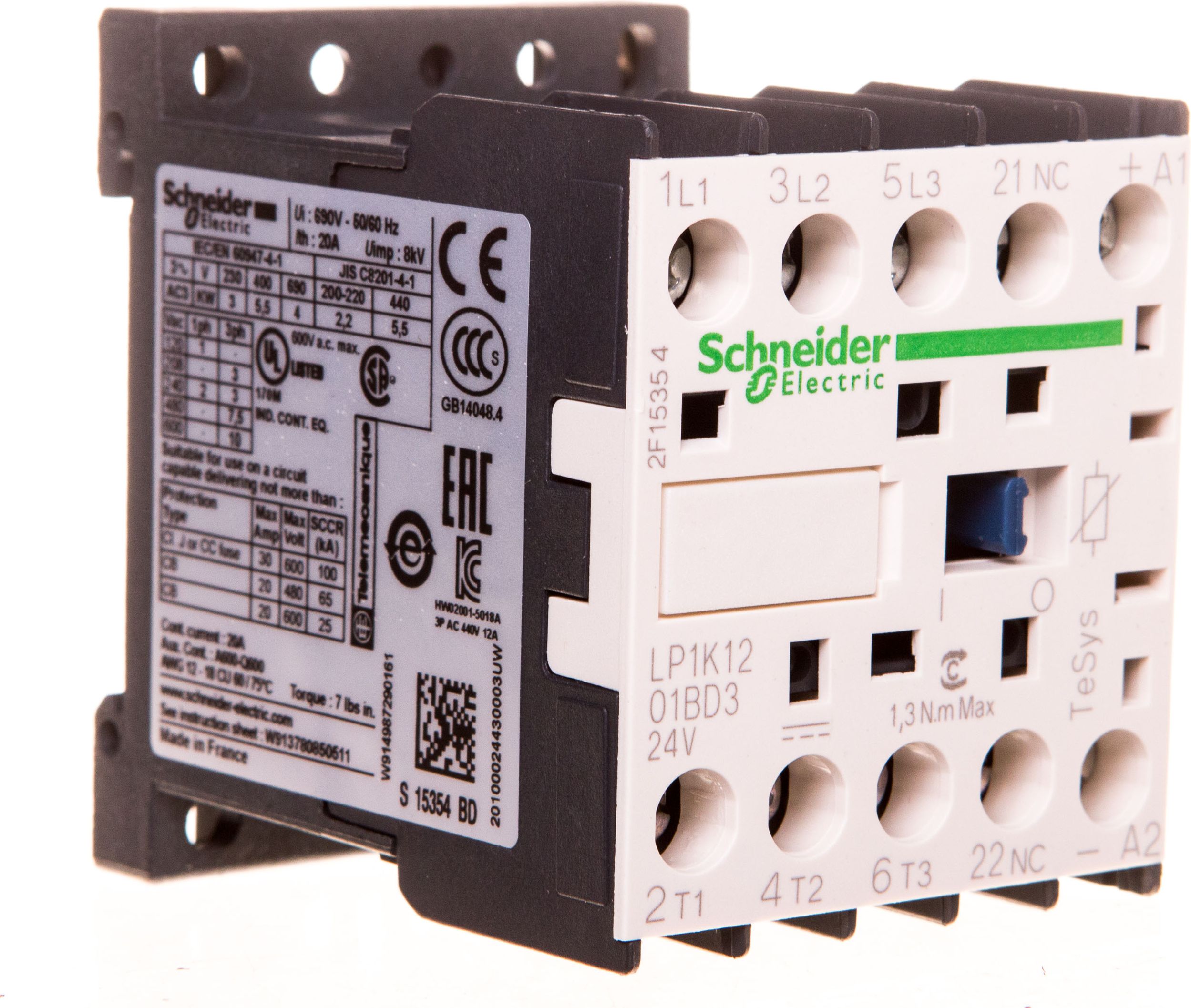 Schneider Stycznik 12A 3P 24V DC 0Z 1R (LP1K1201BD3)