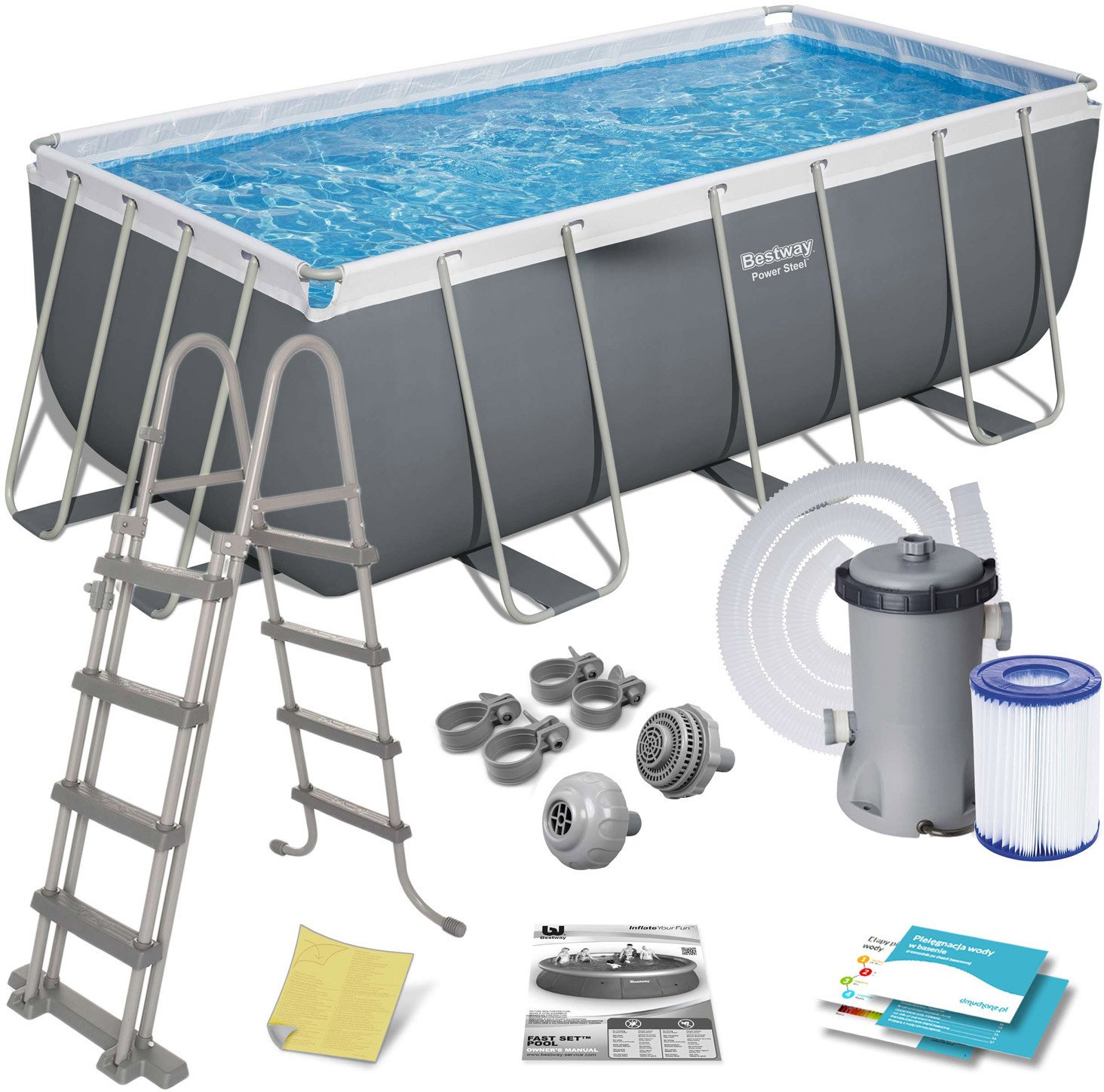 Basen stelażowy ogrodowy 412 x 201 x 122 cm 11w1 Bestway 56456N